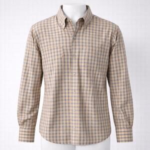 Kirkland Brown and‎ cream checkered button-up shirt 16 1/2 32/33